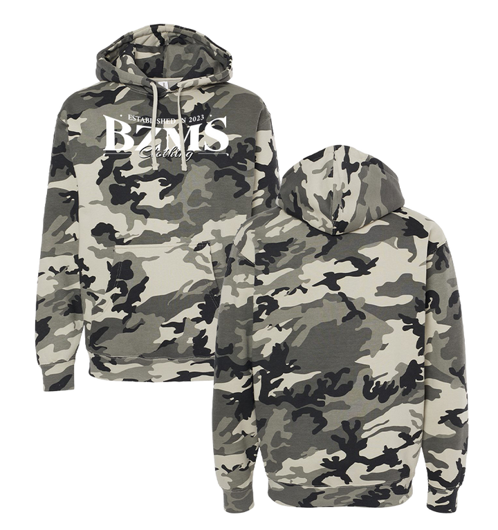 BZMS Heavyweight Snow Camo Hooded Sweatshirt