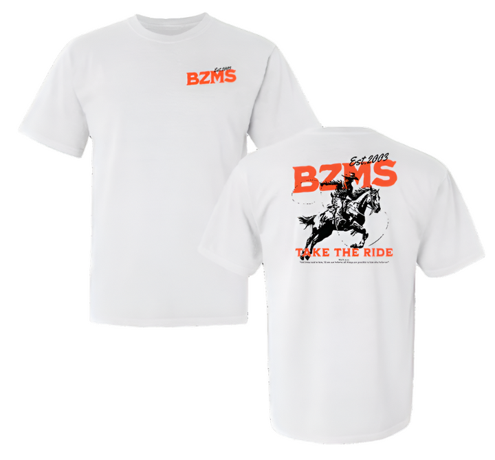 BZMS Take the Ride White Tee